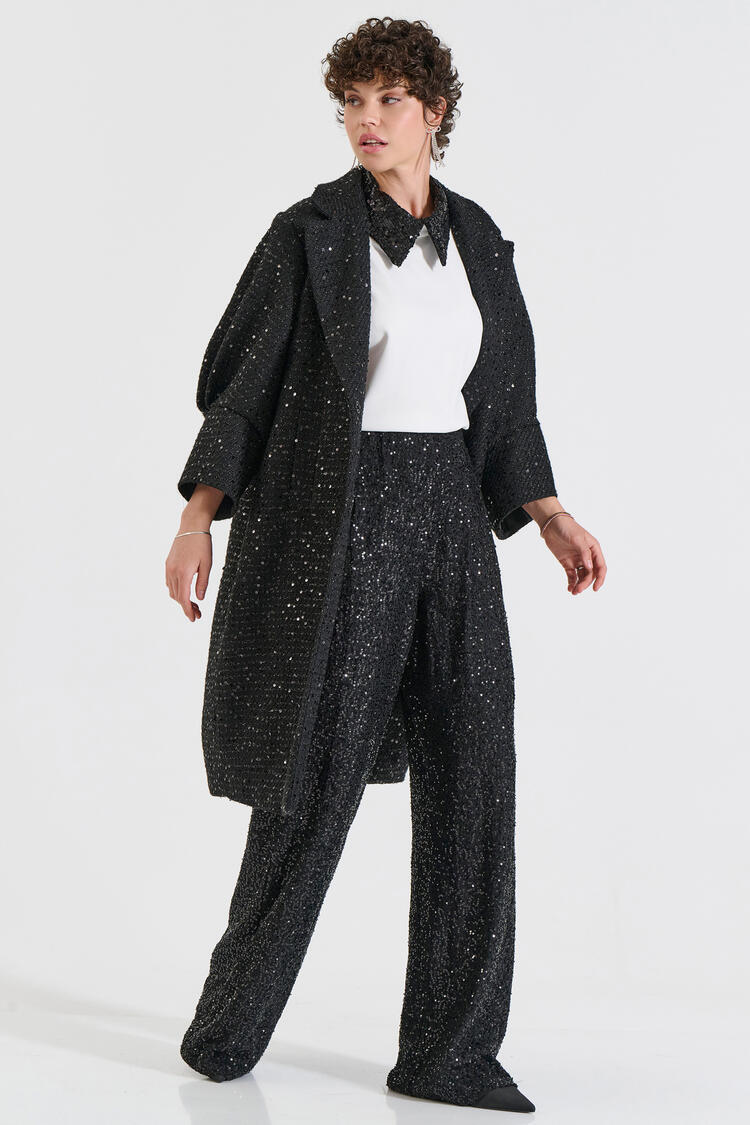 Sequin Coat - Black S/M