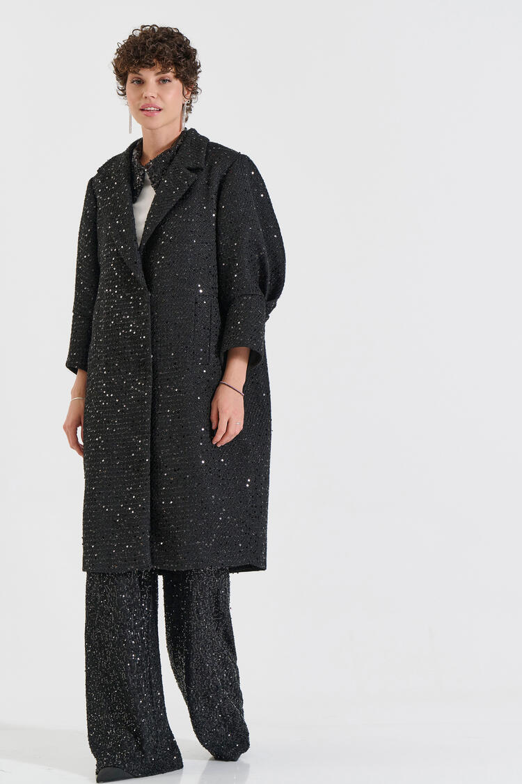 Sequin Coat - Black S/M