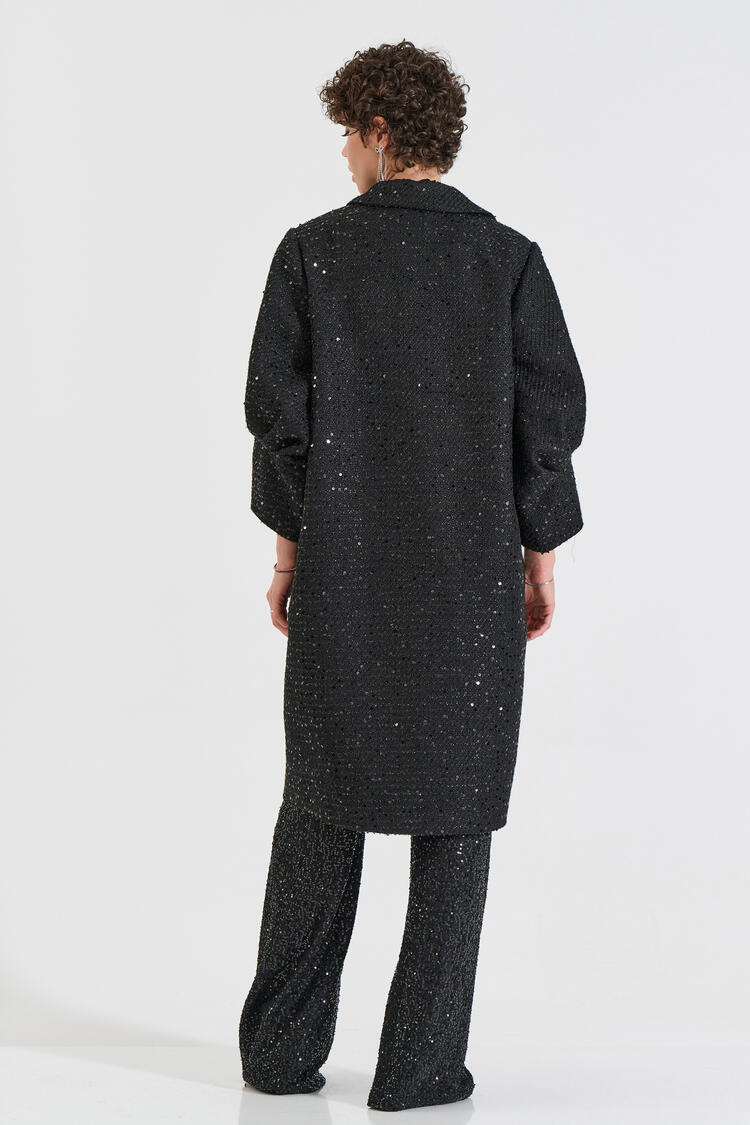 Sequin Coat - Black S/M