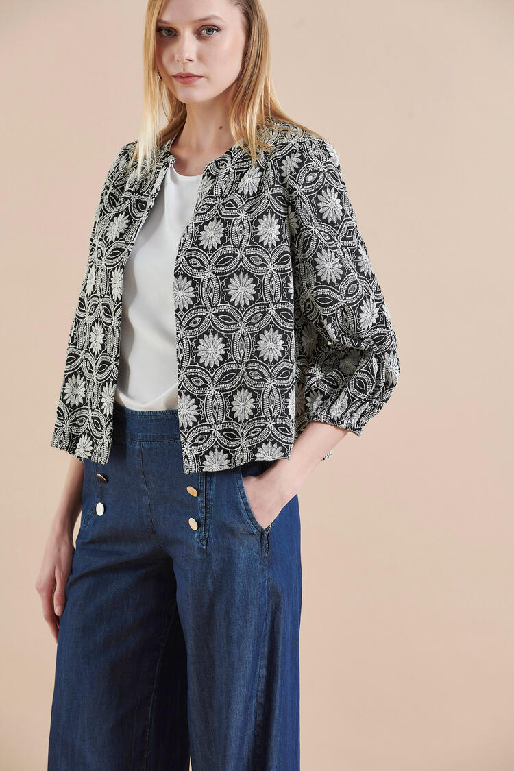 Jacket with embroidery - Black S