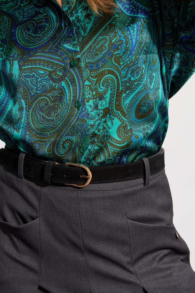 Suede belt with metal buckle - Black O/S