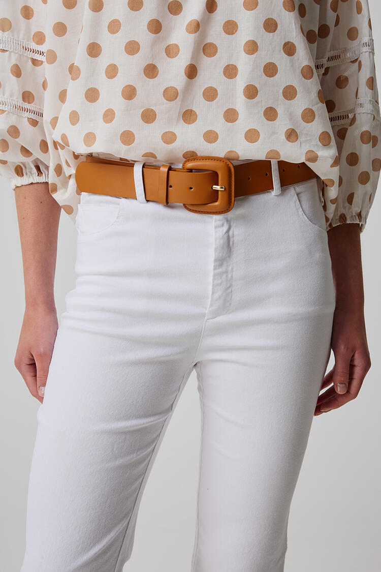 Leather belt - Taupe O/S