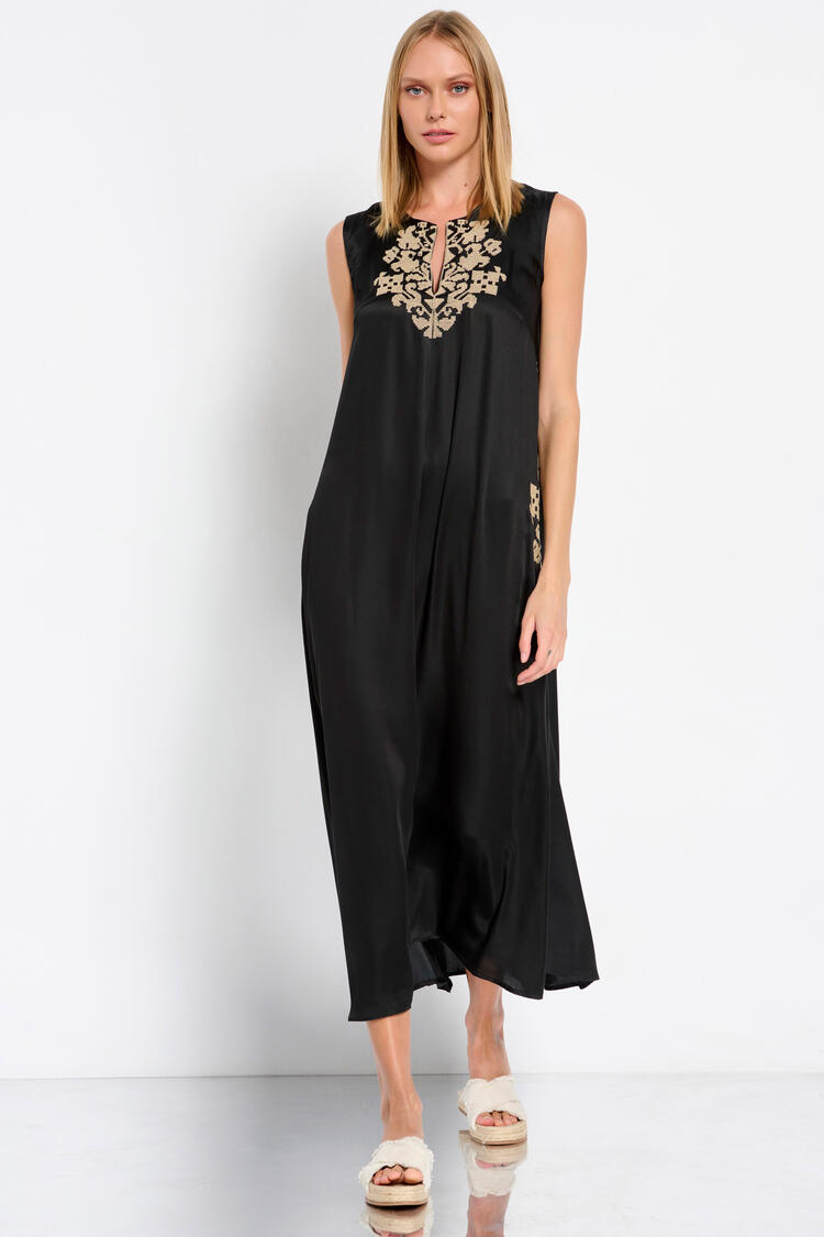 Dress with embroidery - Black S