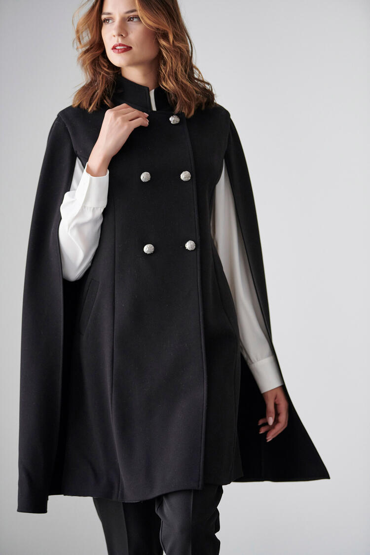 Cape with buttons - Black S