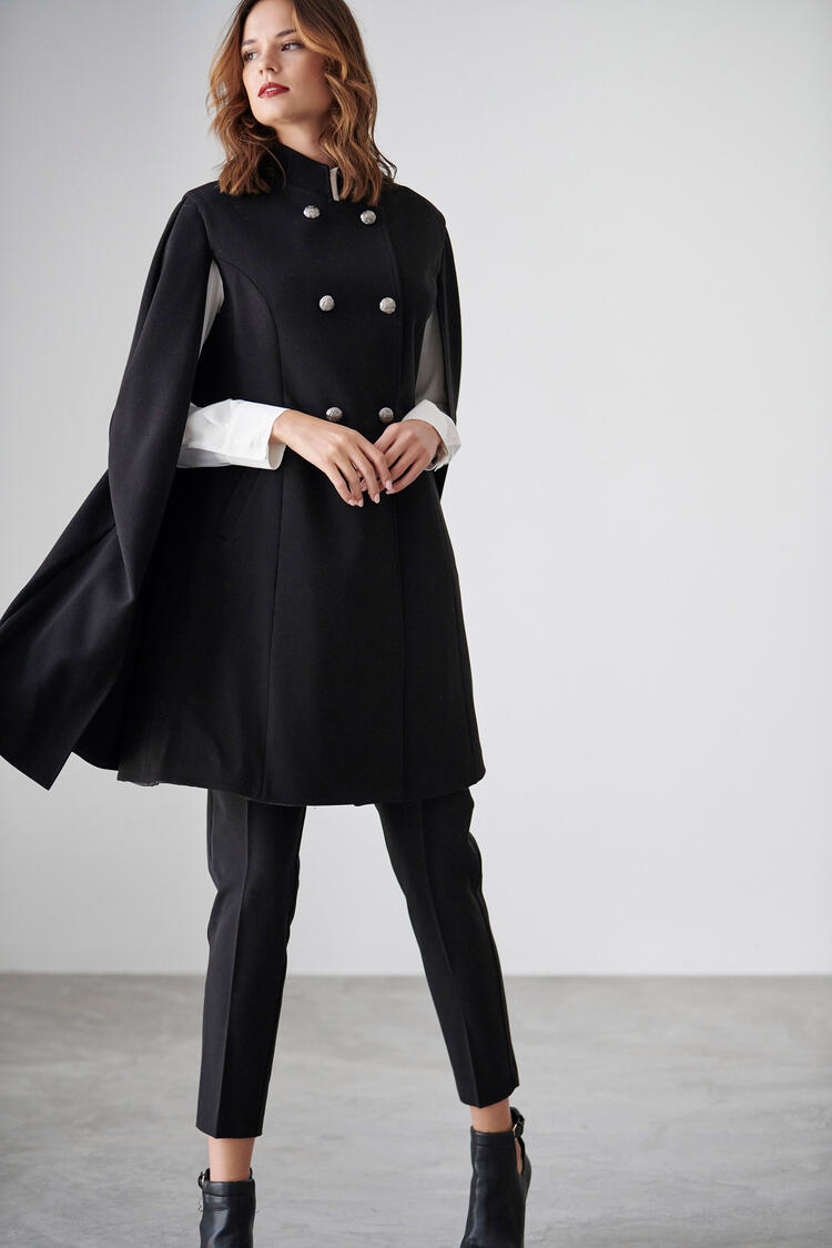Cape with buttons - Black S