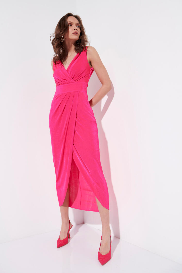 Sleeveless dress with cross finish - Fuchsia M
