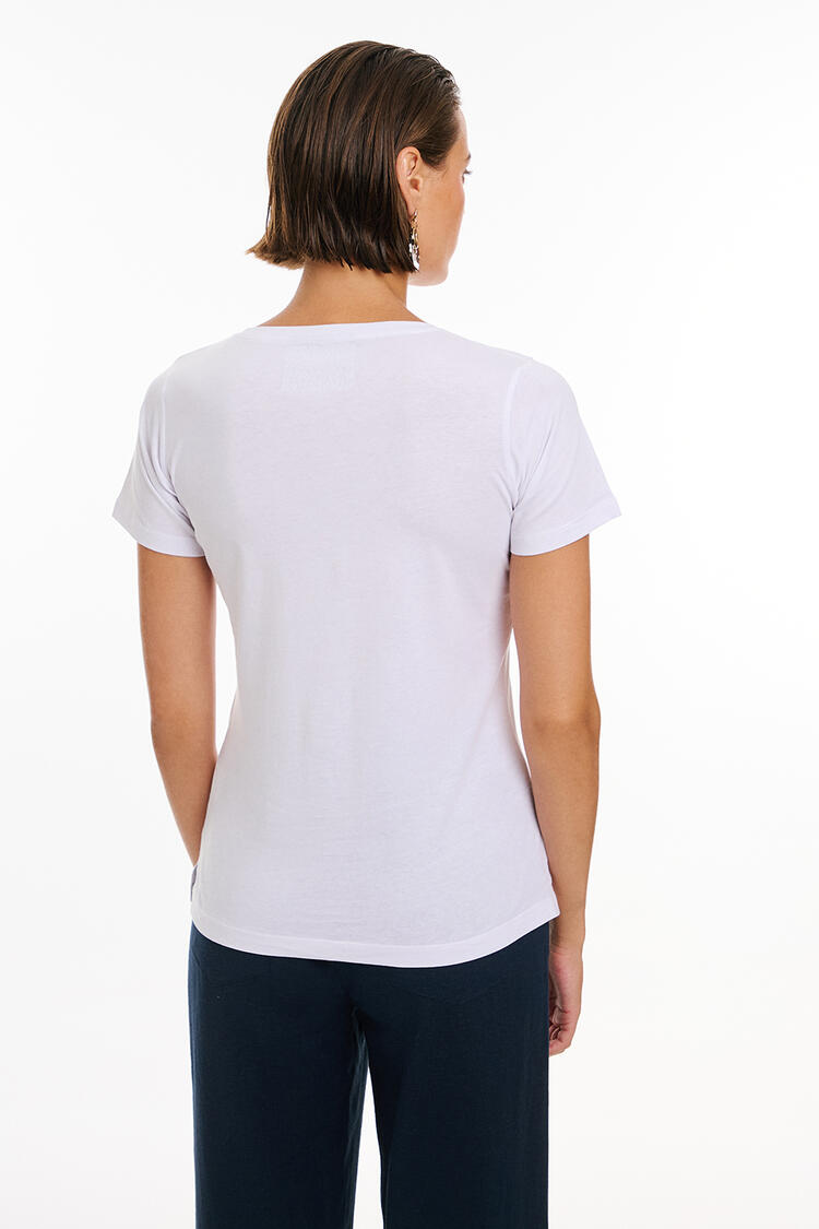 Cotton T-shirt with rhinestones - White M