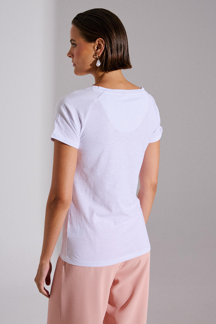 Cotton T-shirt with rhinestones - White M