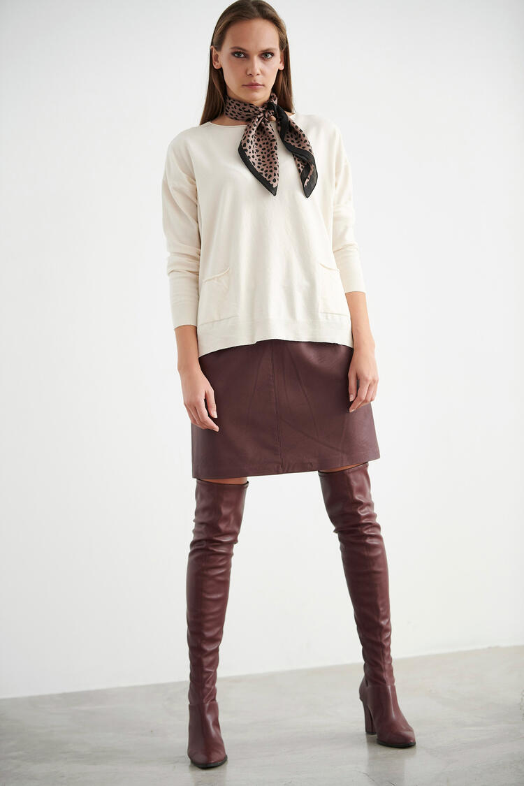 Knitted blouse with pockets - Off White O/S