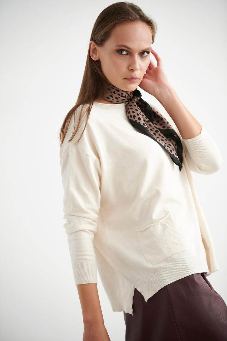 Knitted blouse with pockets - Off White O/S
