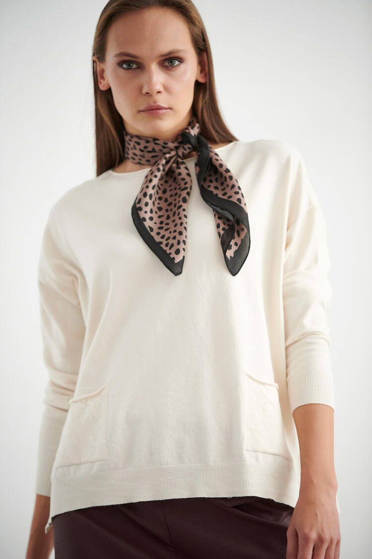 Knitted blouse with pockets - Off White O/S