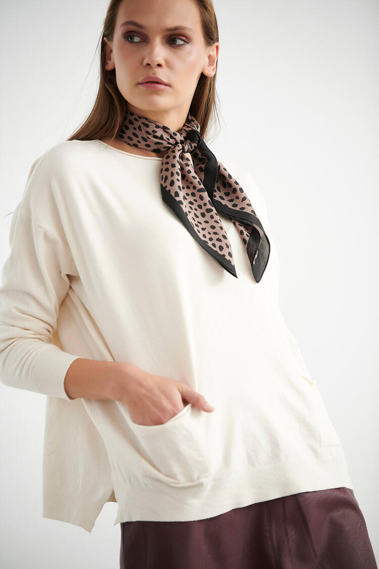 Knitted blouse with pockets - Off White O/S