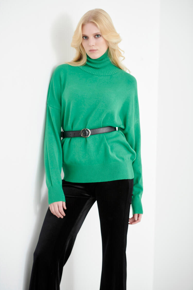Knitted plaid blouse - GREEN S/M