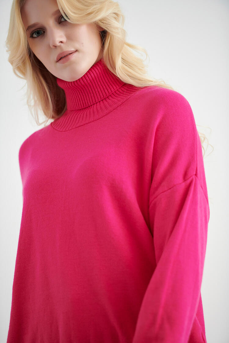 Knitted plaid blouse - Fuchsia S/M
