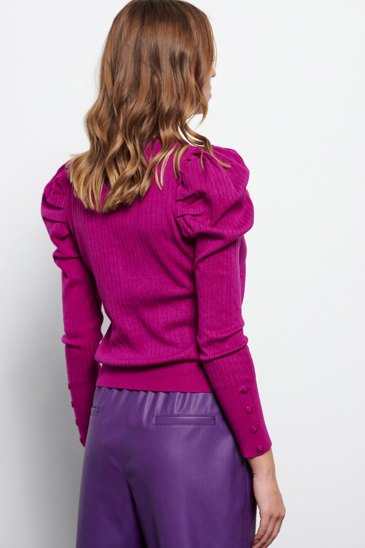 Rib knit cardigan - Violet O/S