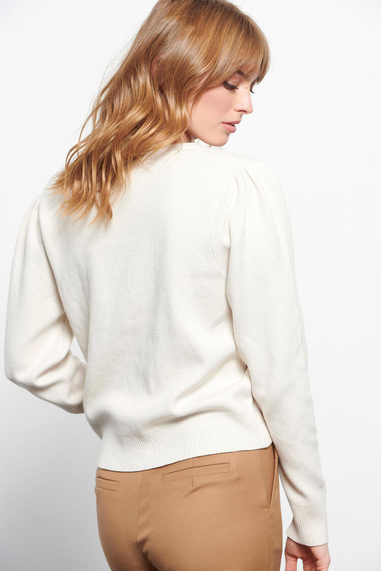 V-neck knitted cardigan - Off White O/S