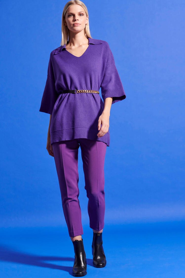 Oversized knitted blouse - Purple O/S