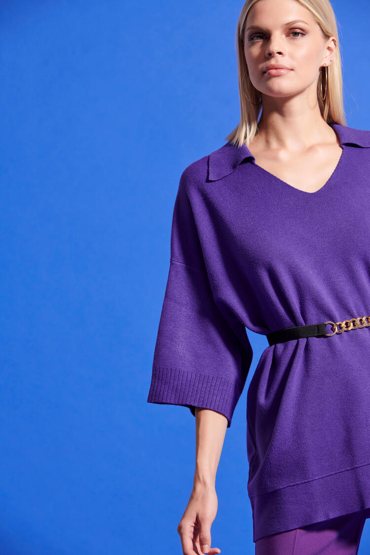 Oversized knitted blouse - Purple O/S