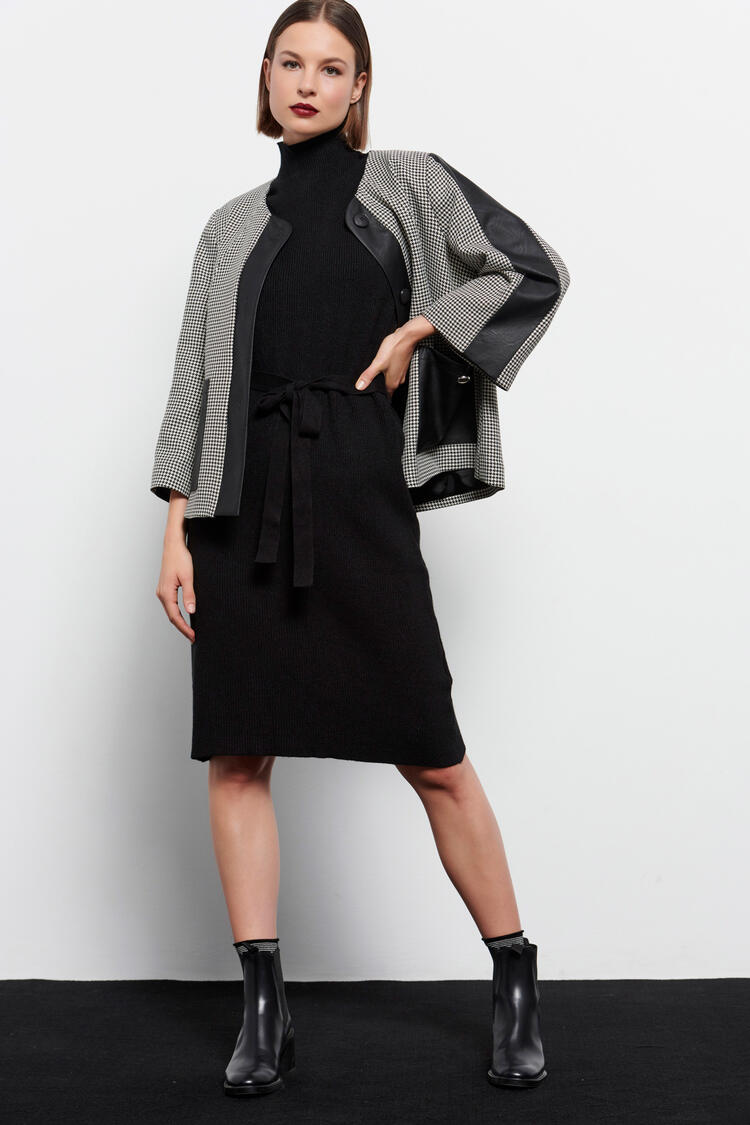 Rib knit sleeveless midi dress - Black O/S