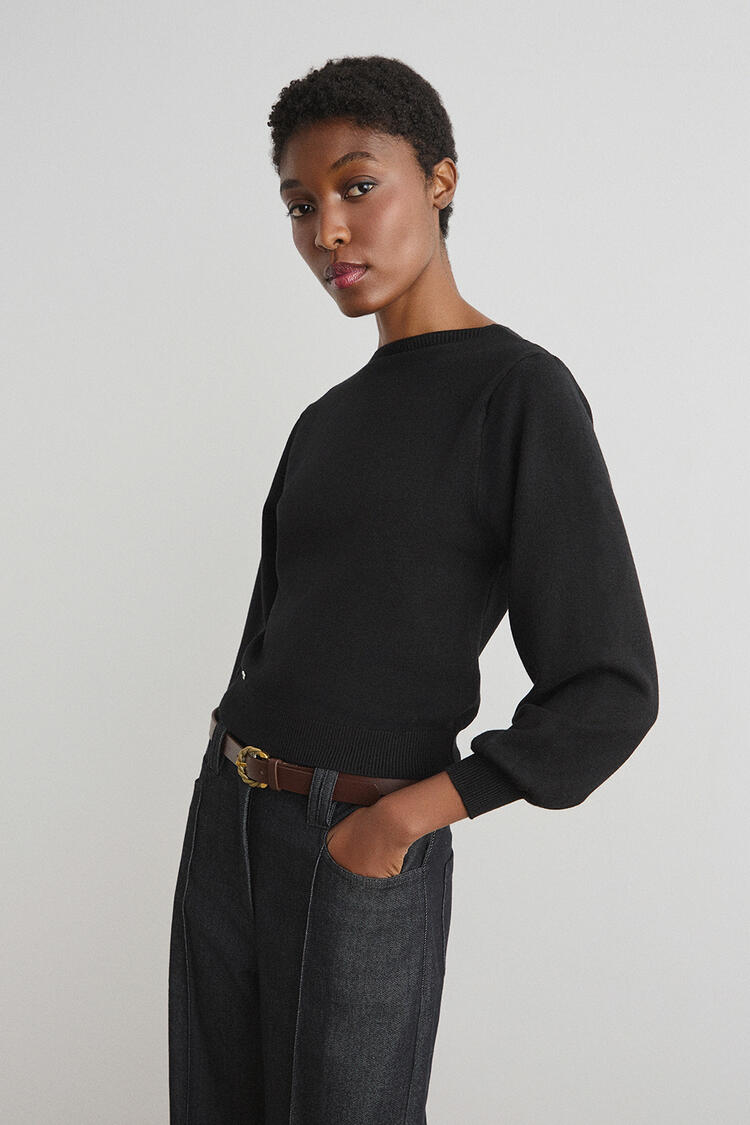 Knitted blouse - Black O/S