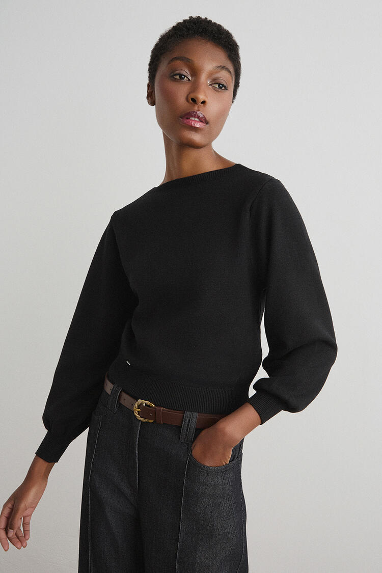 Knitted blouse - Black O/S