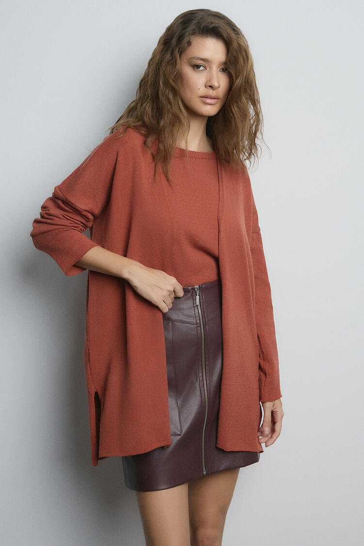 Knitted cardigan - Brown O/S