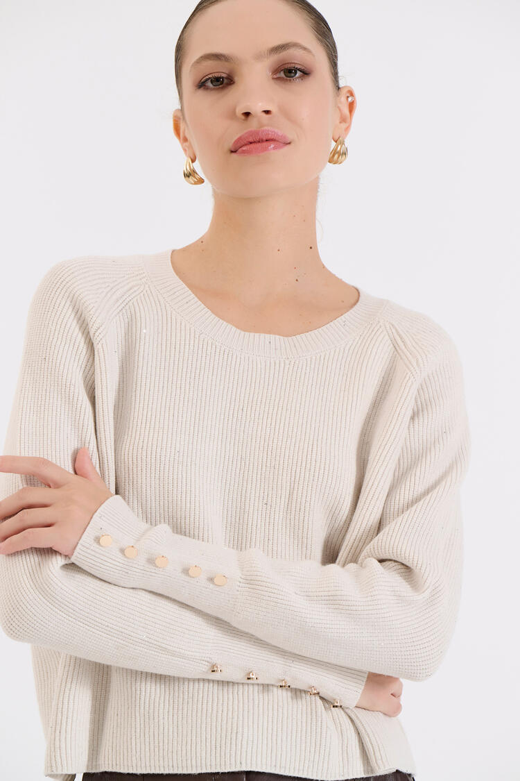 Knitted Blouse with Subtle Shine - Vanilla O/S