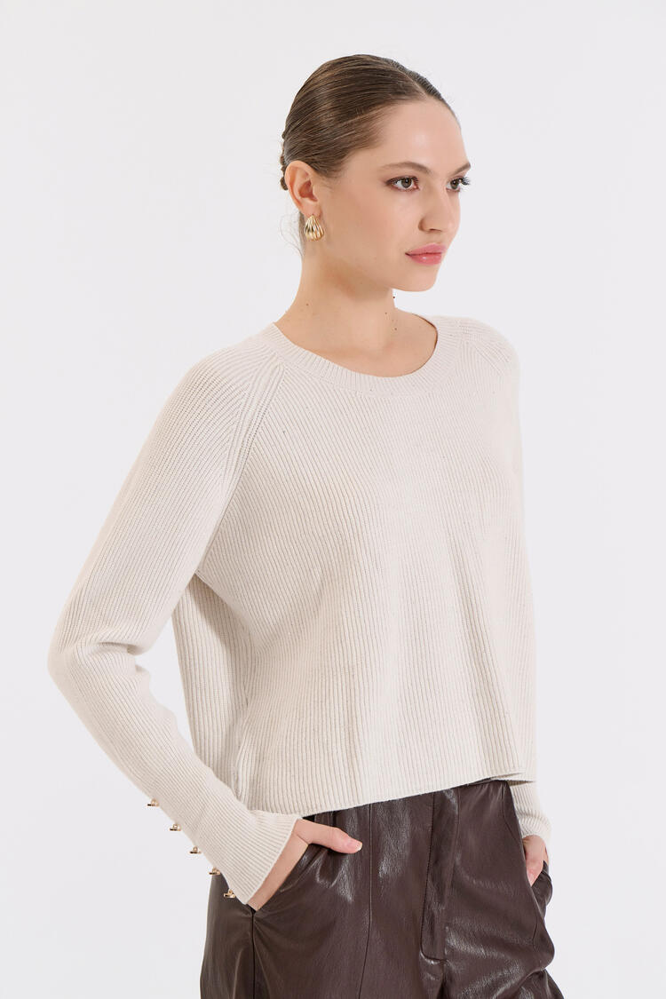 Knitted Blouse with Subtle Shine - Vanilla O/S