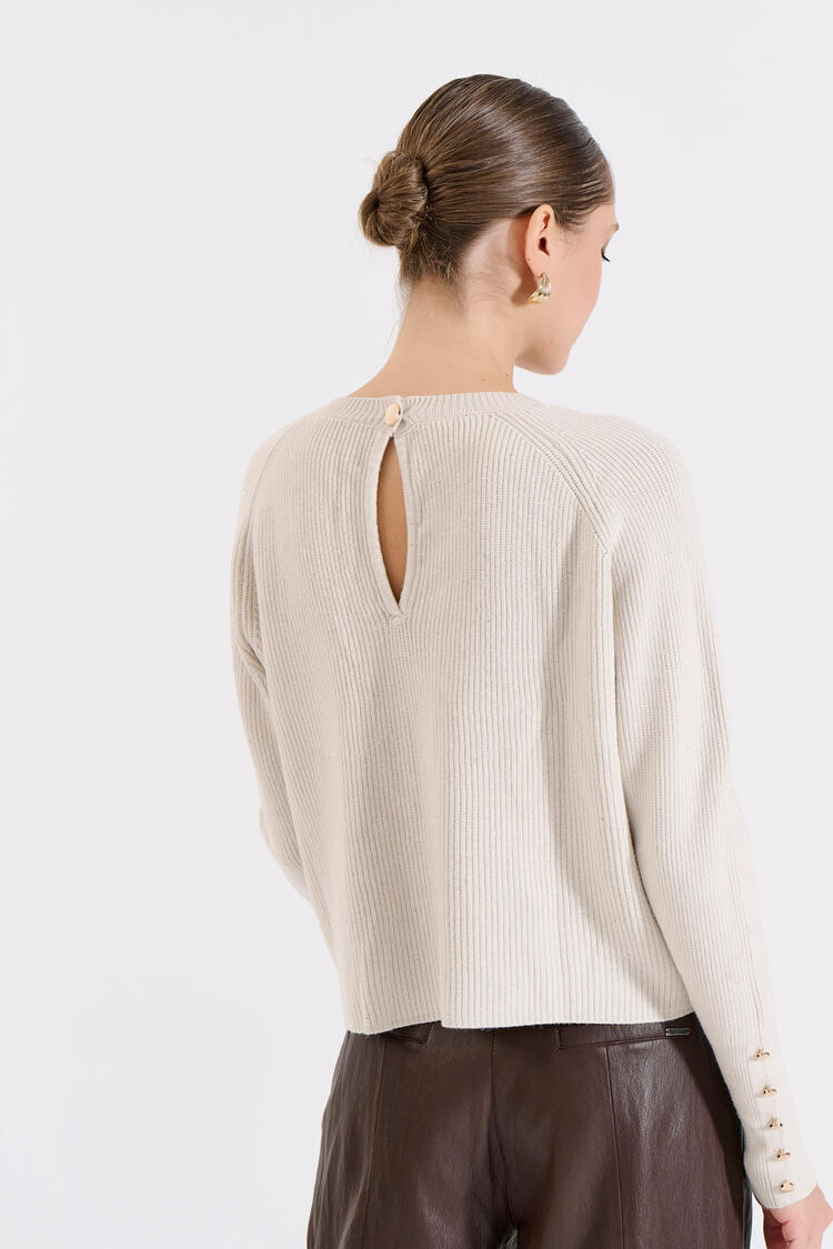 Knitted Blouse with Subtle Shine - Vanilla O/S