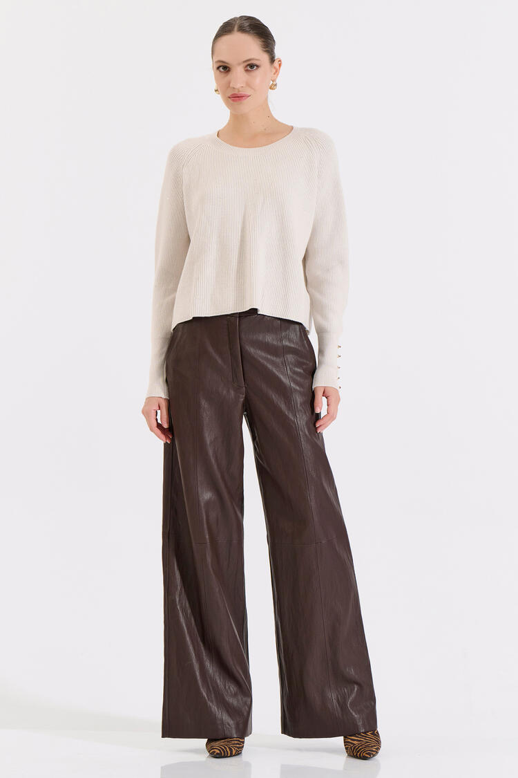 Knitted Blouse with Subtle Shine - Vanilla O/S