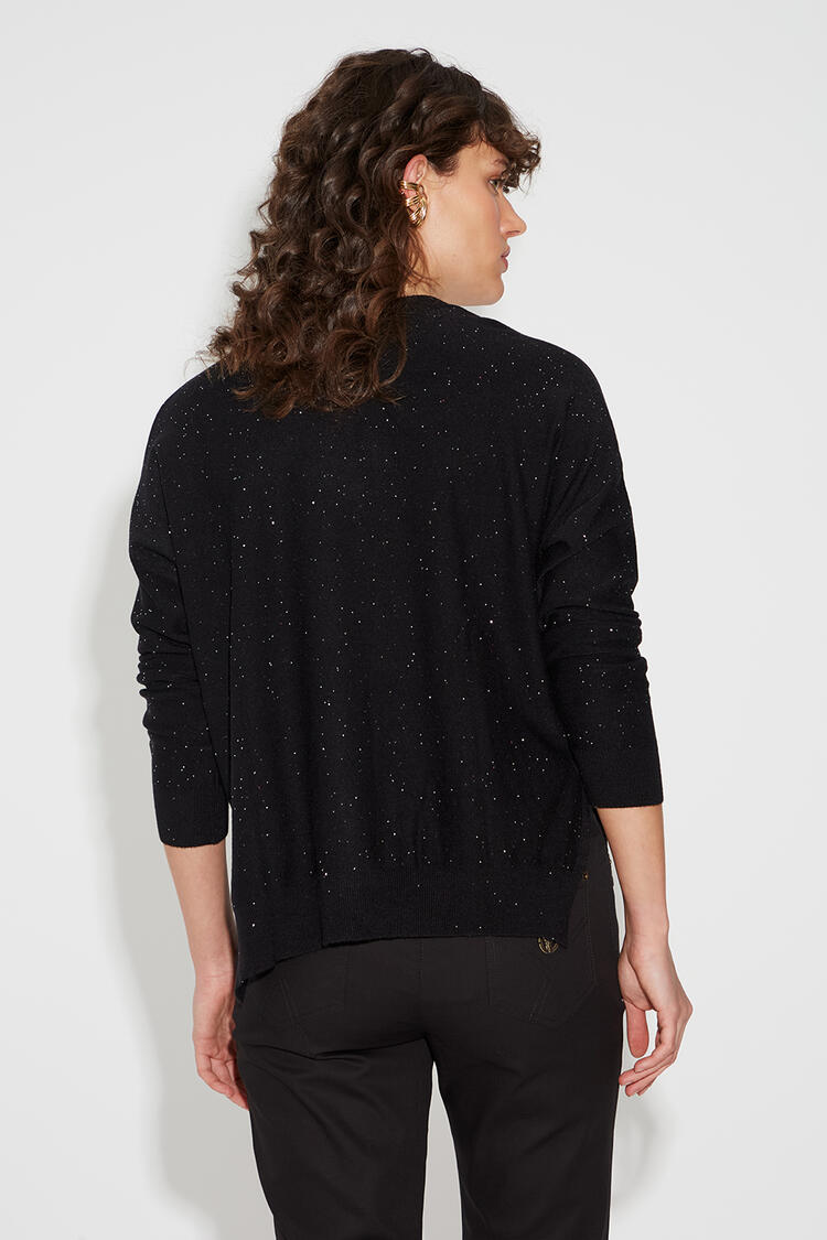 Blouse knitted with small sequins - Black O/S