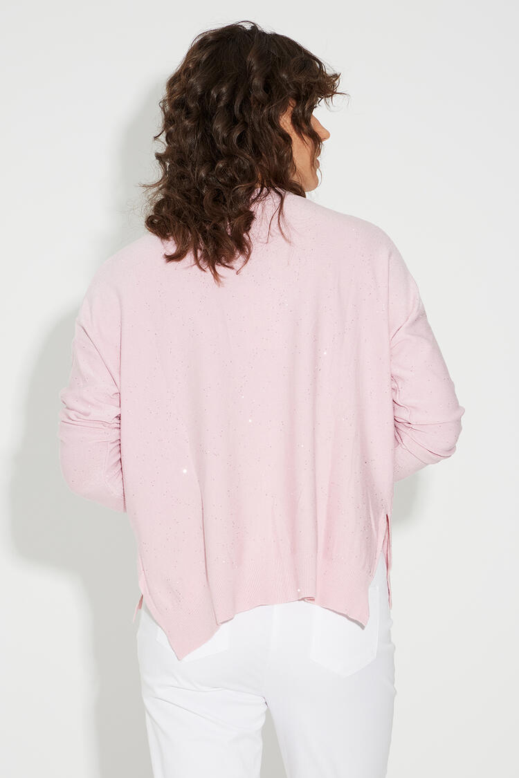 Blouse knitted with small sequins - Pink O/S