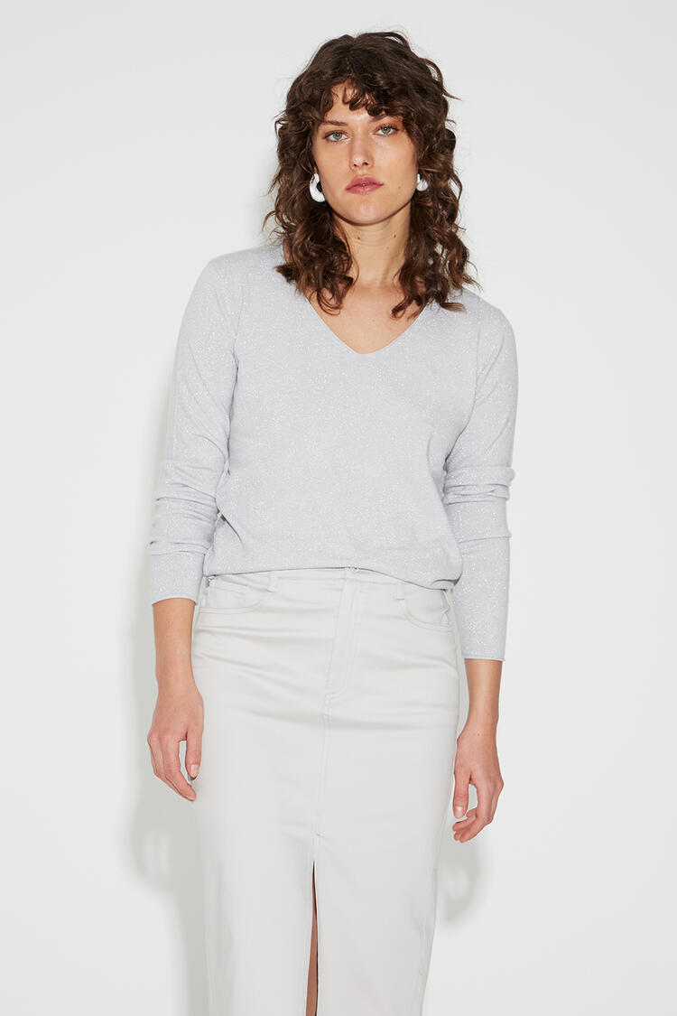 Lurex knit blouse - Grey O/S