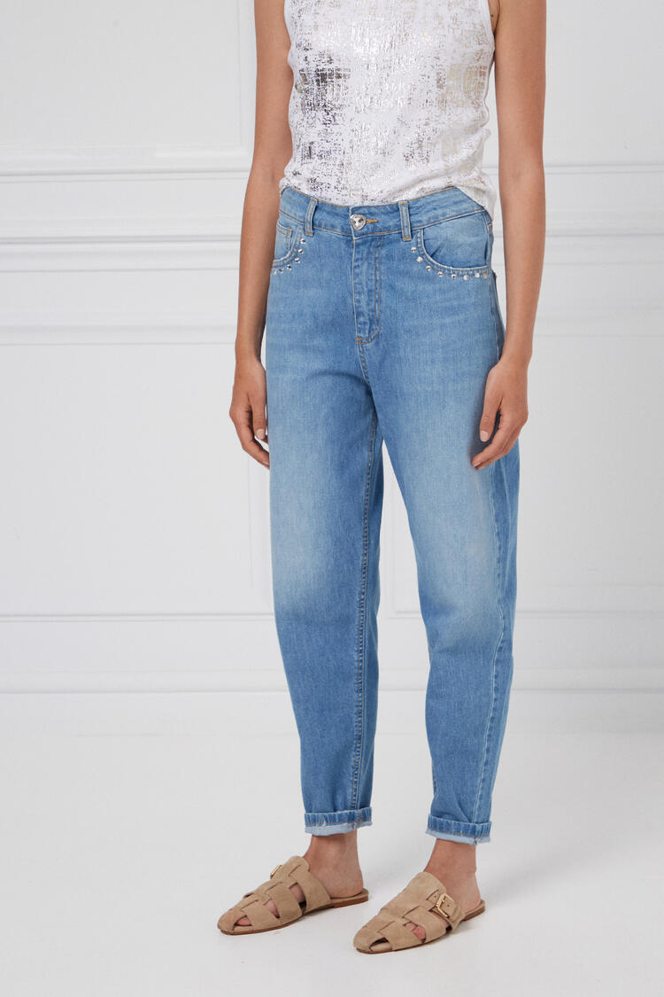 Jeans with rhinestones - Blue S