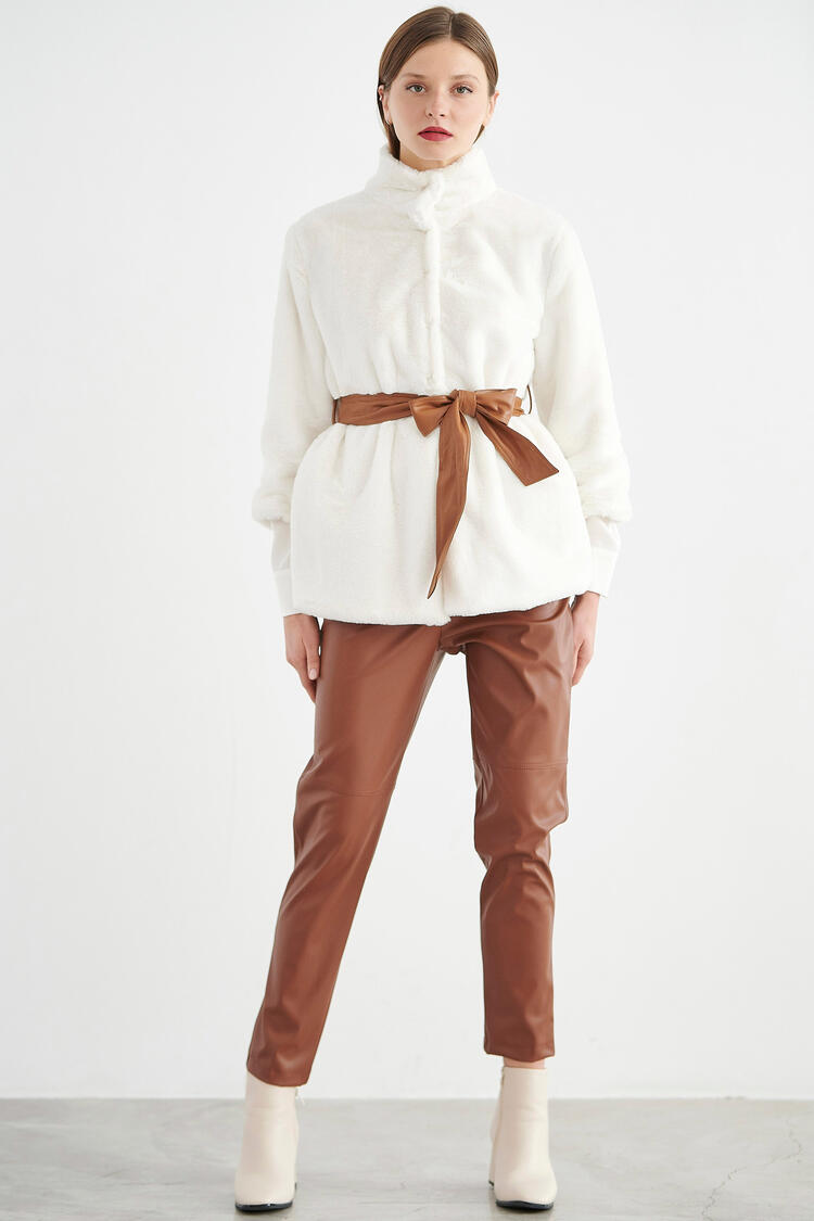 Cardigan with upright collar - Off White S