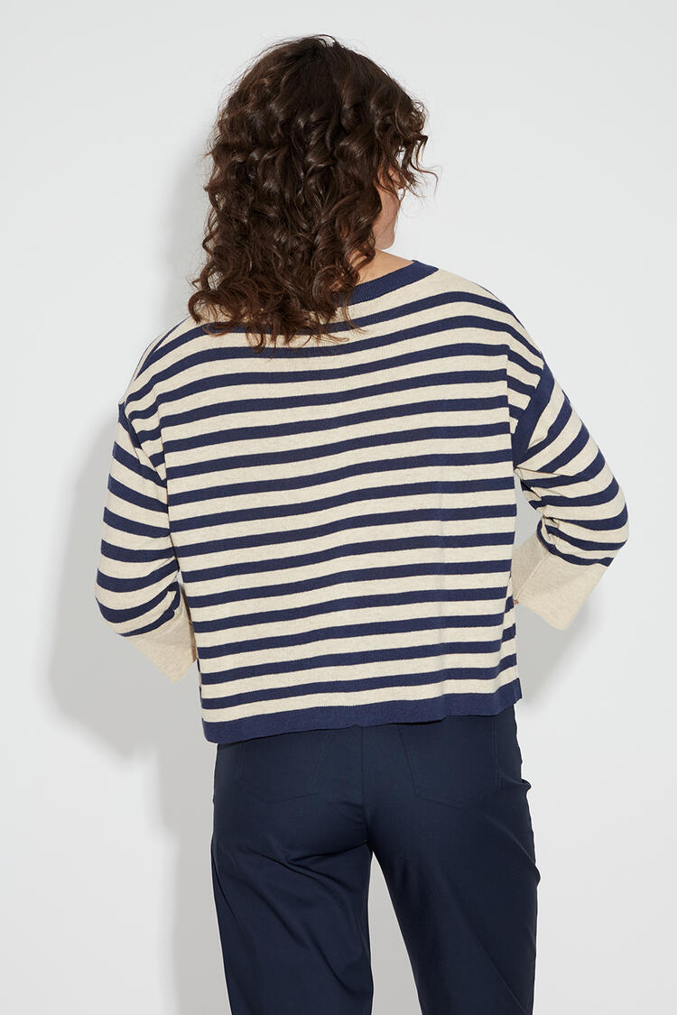 Knitted striped cardigan - Blue M/L