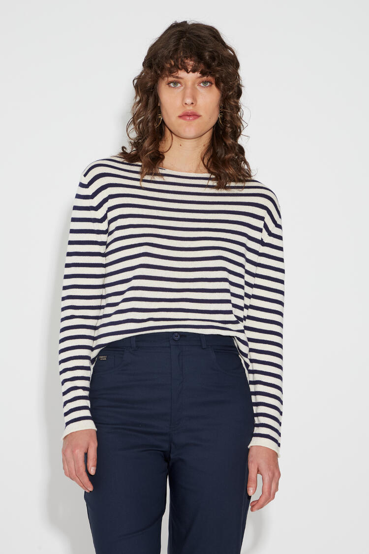 Striped knitted blouse - Blue S/M