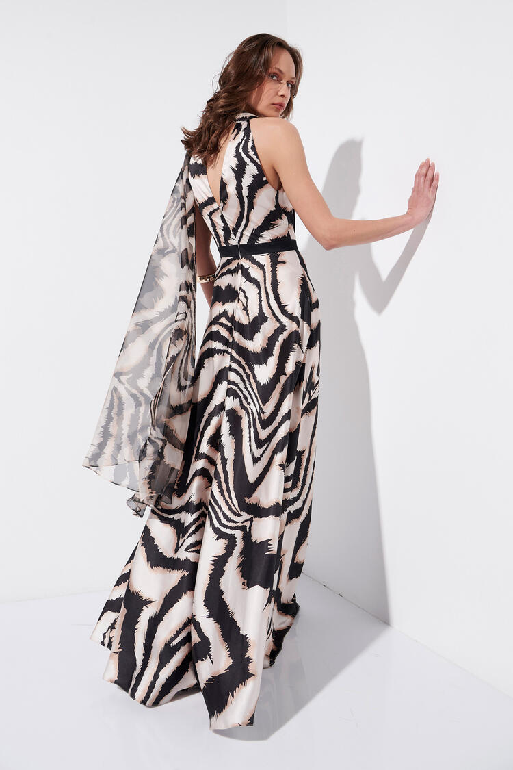 Maxi dress with animal print pattern - Beige S