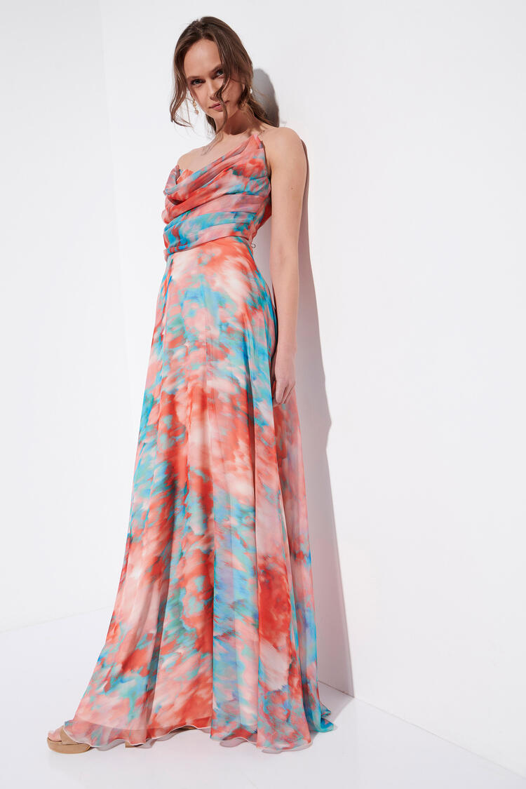 Printed maxi dress - CORAL S