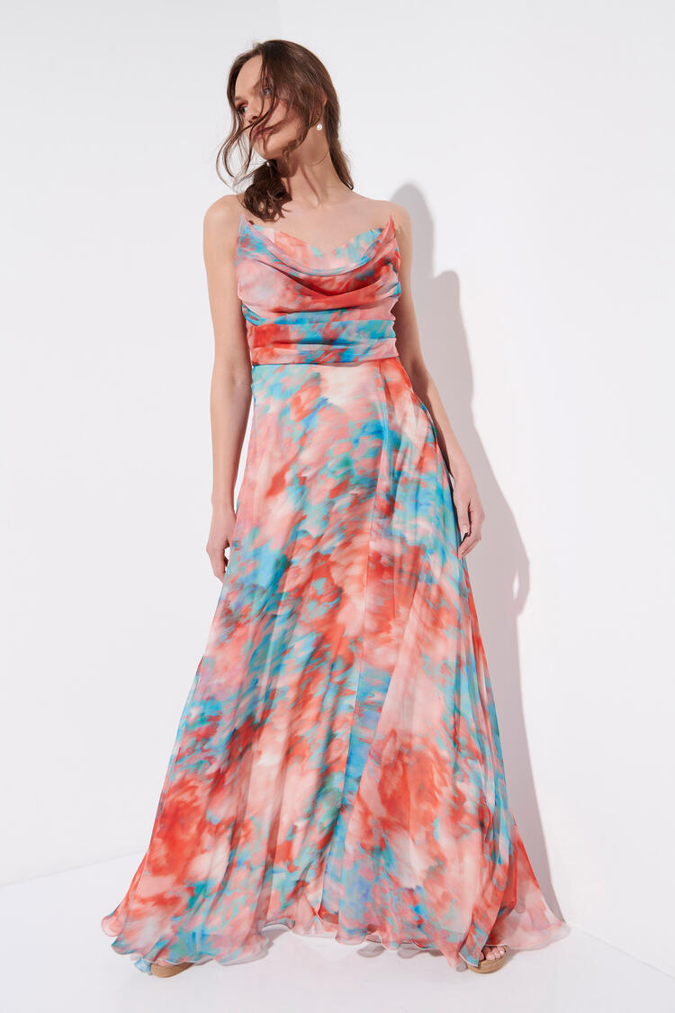 Printed maxi dress - CORAL S