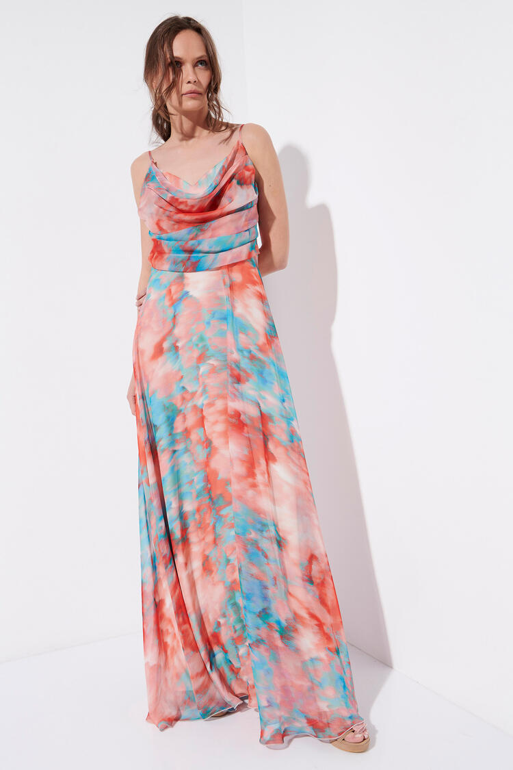 Printed maxi dress - CORAL S