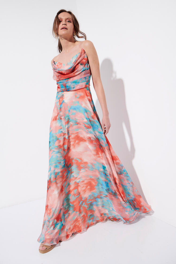Printed maxi dress - CORAL S