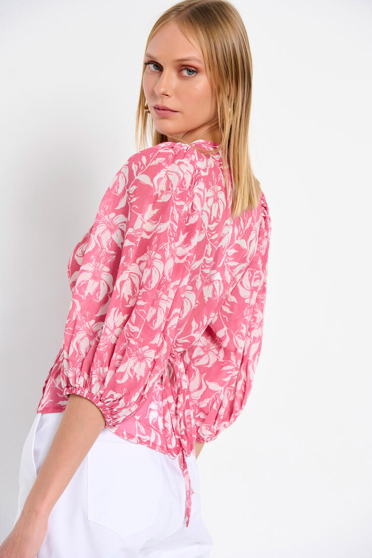 Cruise blouse with balloon sleeves - Pink S/M