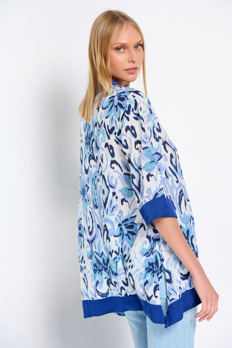 Satin tunic with color combination - Blue S