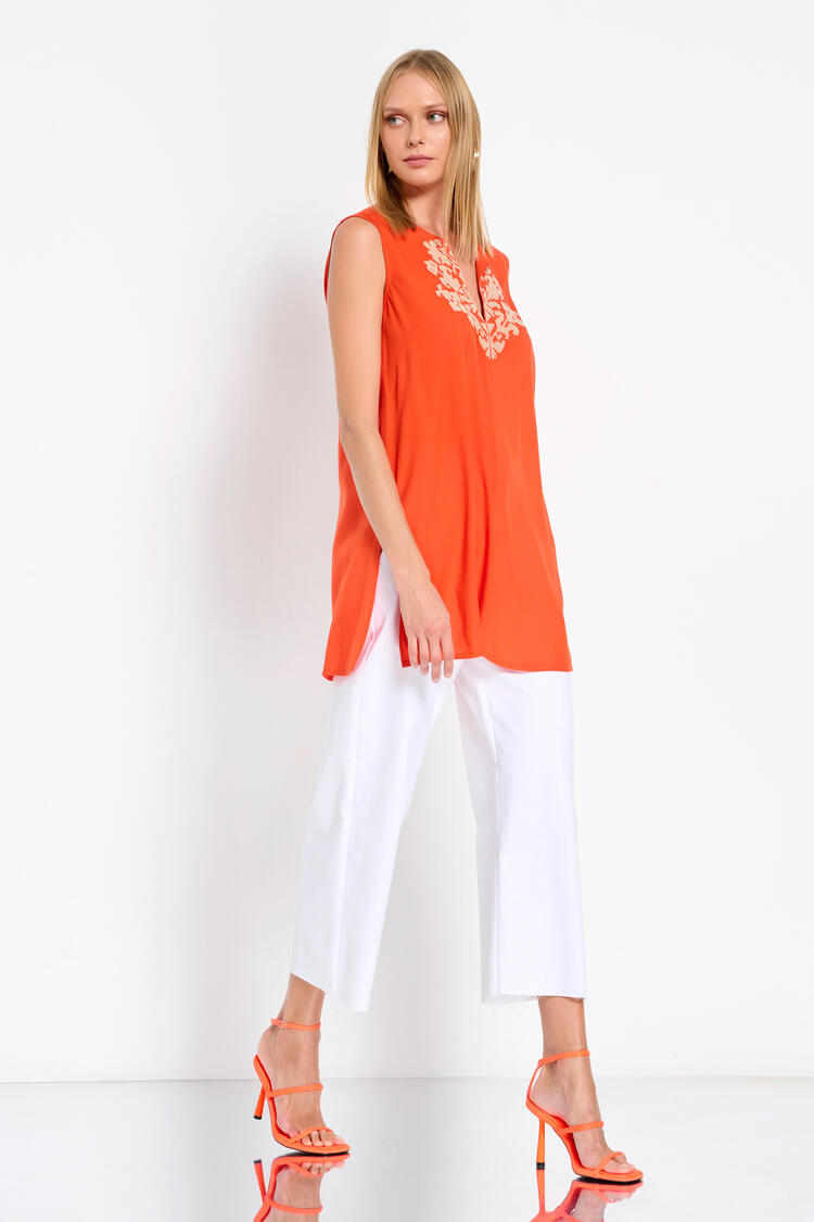 Tunic with embroidery - Orange S