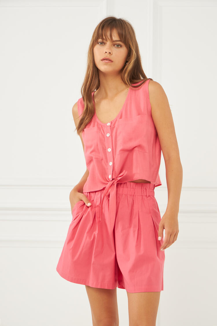 Top with a tie in the front - CORAL S