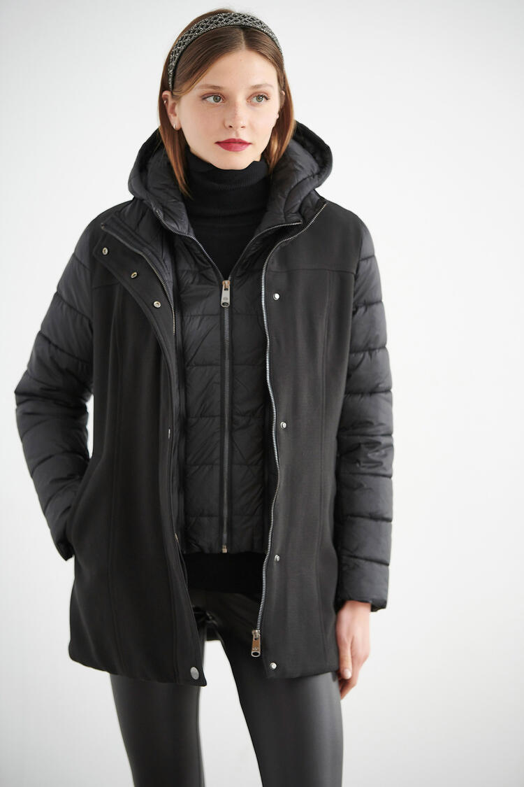 Jacket with a combination of fabrics - Black S