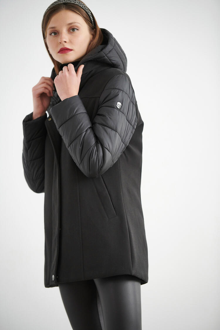 Jacket with a combination of fabrics - Black S
