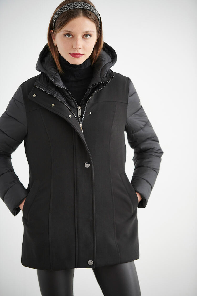 Jacket with a combination of fabrics - Black S