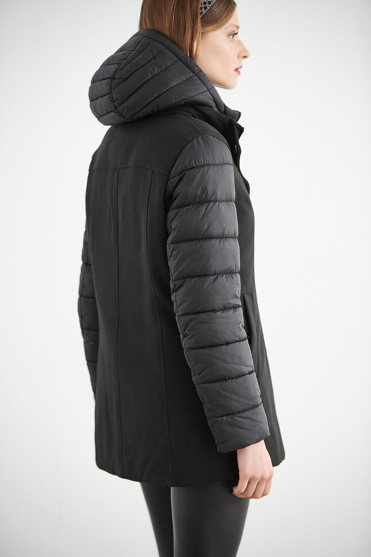 Jacket with a combination of fabrics - Black S